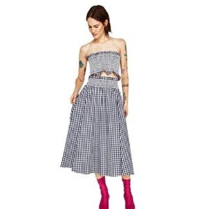 Zara navy gingham set skirt